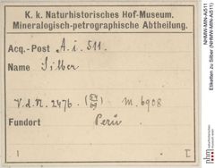 Etiketten zu Silber (NHMW-MIN-Ai511)